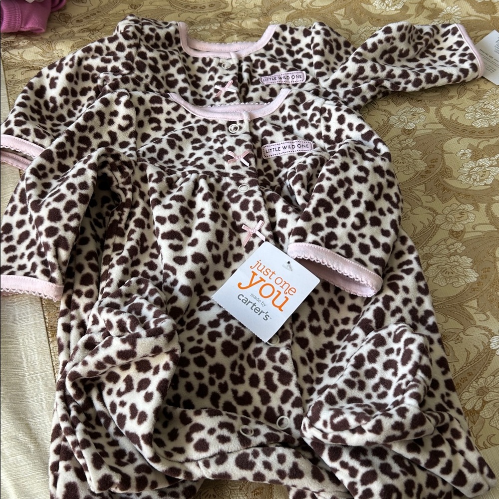 Carter's Baby Outfit with Animal Print and Pink Trim